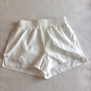 White Athletic Training Shorts with built-in spandex shorts, Size Small, White